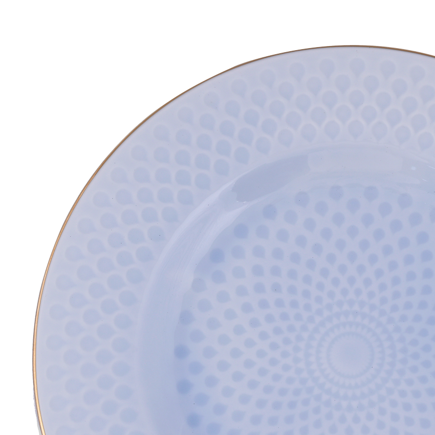 Azure By Dankotuwa Water Drop Blue 21-Piece Porcelain Dinner Set - Gold Lining