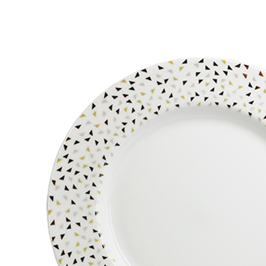 Azure By Dankotuwa Triangle Gold 21-Piece Porcelain Dinner Set - Gold Lining