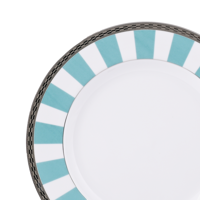 Azure By Dankotuwa Teal Matiz Green 21-Piece Porcelain Dinner Set - Platinum Lining