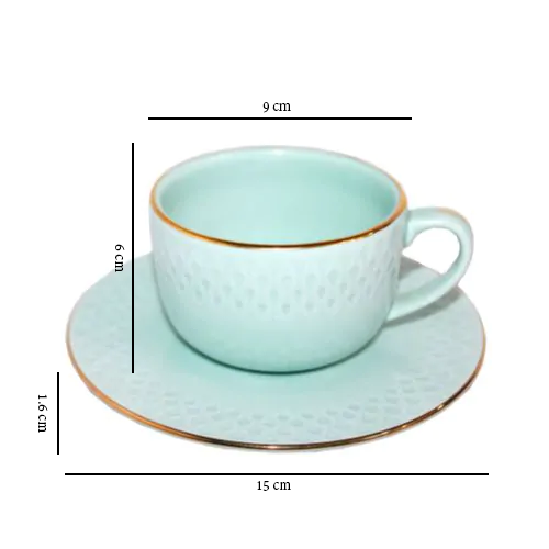 Azure by Dankotuwa Water Drop Green – 12 Piece Gold Lining Tea Set