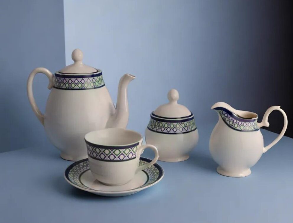 Azure Moroccan Trellis – 17 Piece Tea Set