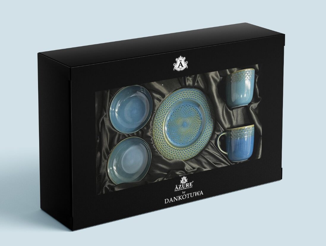 Dankotuwa Water Drop Reactive Blue 6-Piece Snack Gift Set