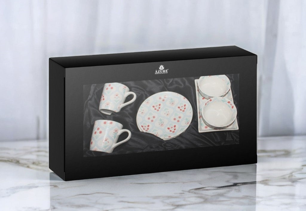 BHUMIJA GIFT SET – JHAROKHA | 7-Piece Premium Stoneware Snack Set