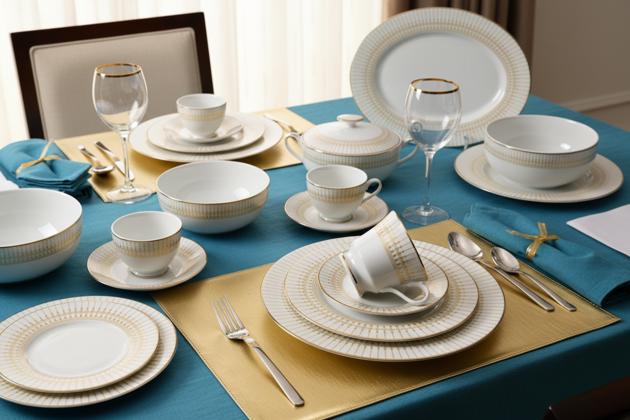Azure By Dankotuwa Rasalas 21-Piece Porcelain Dinner Set