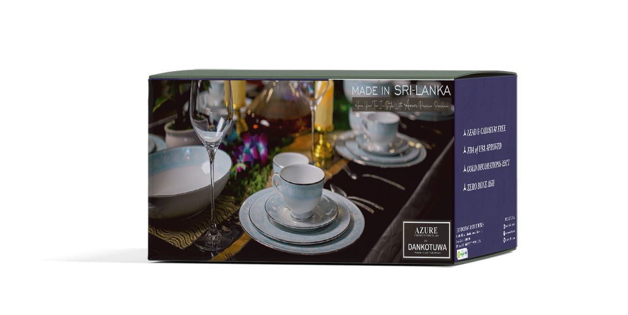 Azure by Dankotuwa Water Drop Blue – 12 Piece Gold Lining Tea Set