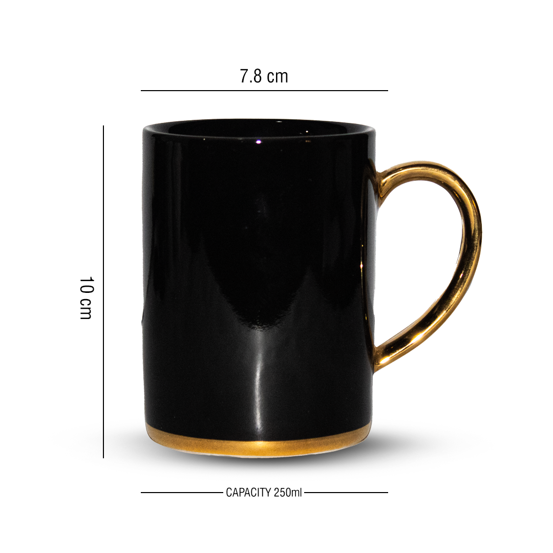 Azure by Dankotuwa Black with Gold Handle – Set of 2 Gold Lining Mug Set
