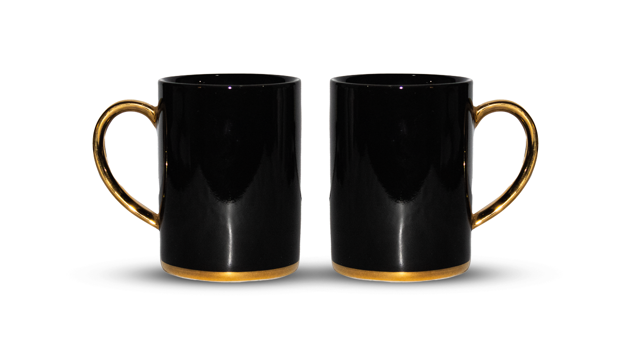 Azure by Dankotuwa Black with Gold Handle – Set of 2 Gold Lining Mug Set