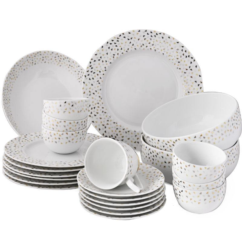 Azure By Dankotuwa Triangle Gold 21-Piece Porcelain Dinner Set - Gold Lining