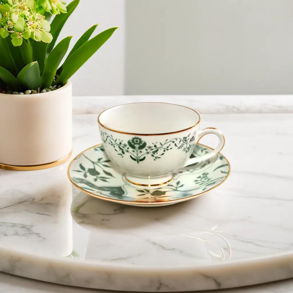 Azure by Dankotuwa Floeur – 12 Piece Gold Lining Tea Set
