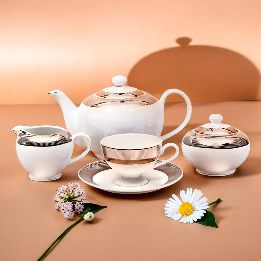 Azure Super Gold 17-piece Tea Set - Platinum Lining