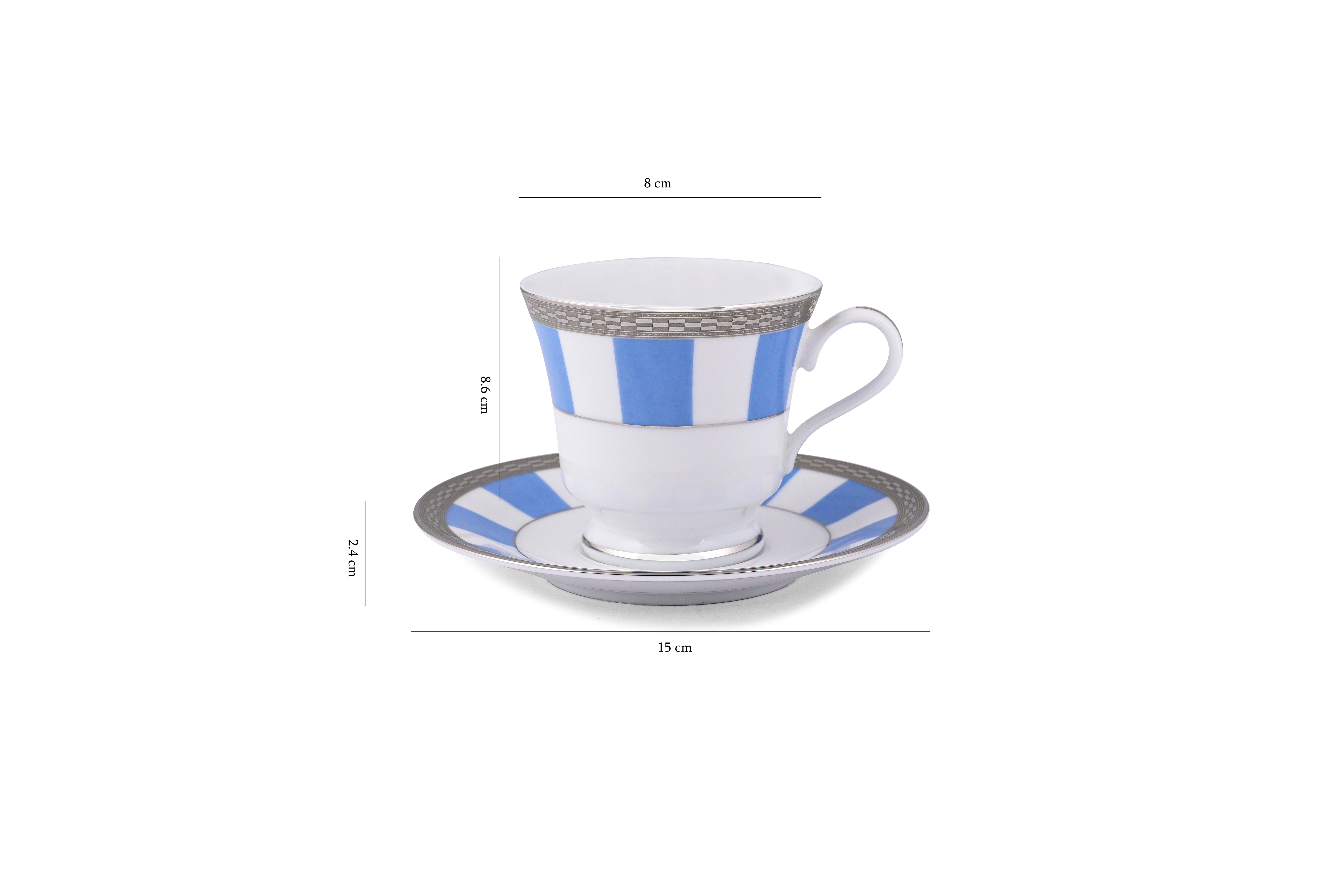 Sky Matiz Blue 12-Piece Premium Porcelain Cup and Saucer Set by Dankotuwa