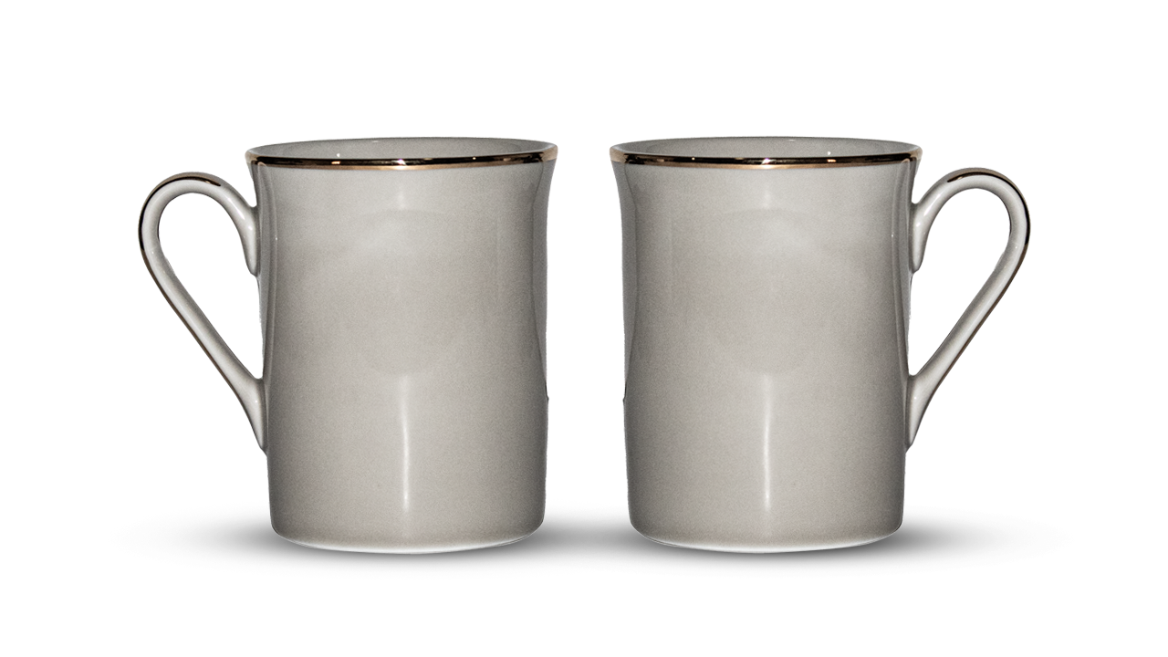 Azure by Dankotuwa Light Grey – Set of 2 Gold Lining Mug Set
