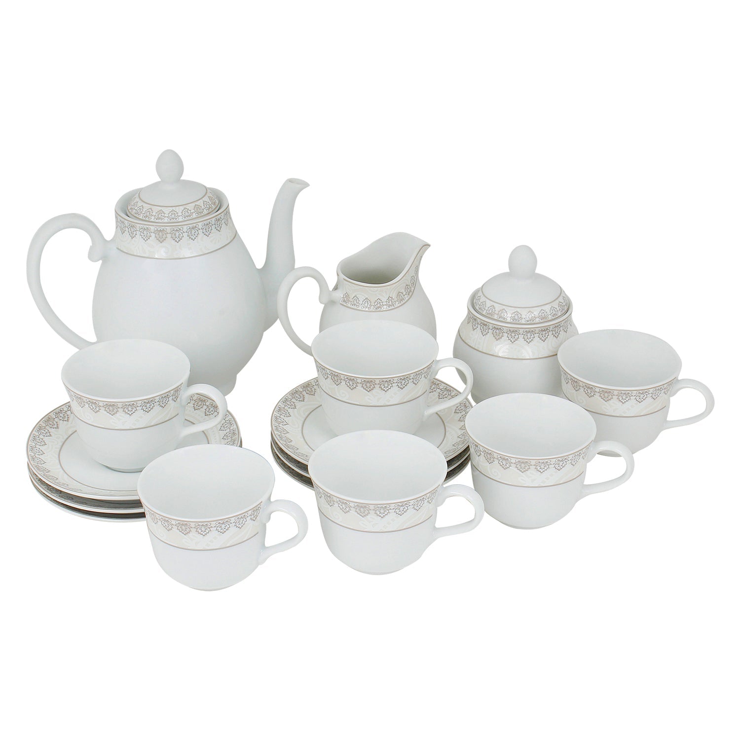 Azure Ivory Bloom – 17 Piece Tea Set