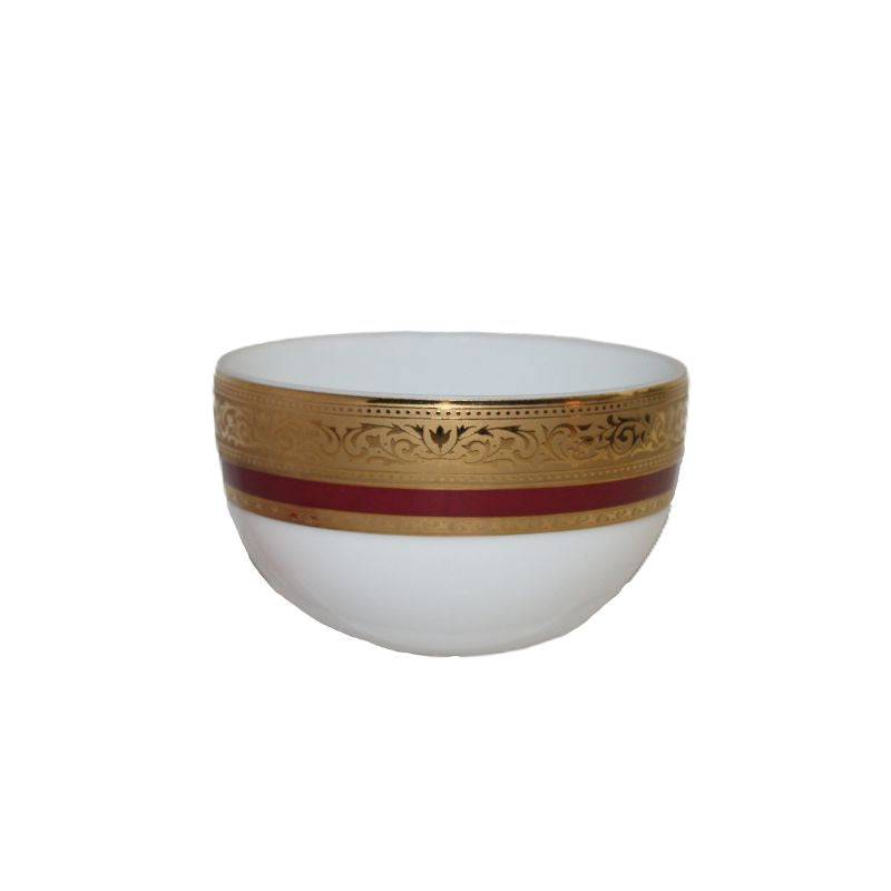 Azure By Dankotuwa Wine Laurel Red 21-Piece Porcelain Dinner Set - Gold Lining