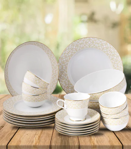 Dankotuwa Dimension 21-Piece Porcelain Dinner Set - Gold Lining