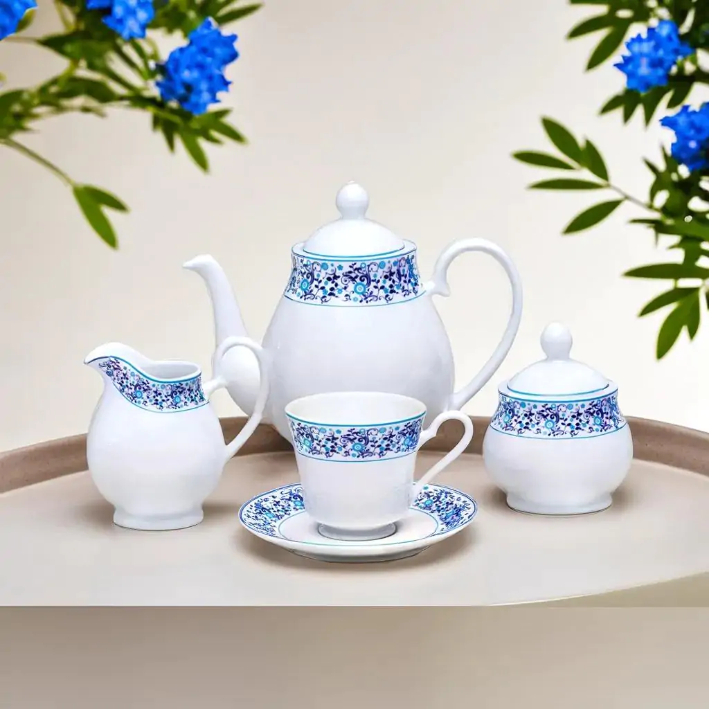 Azure 17-Piece Tea Set - Elegant Porcelain