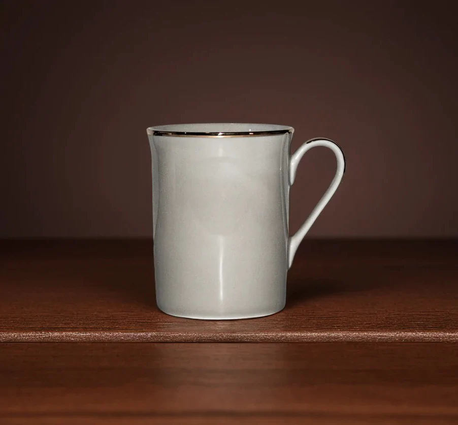 Dankotuwa Light Grey Set of 2 Porcelain Mugs – Gold Lining