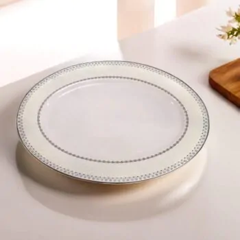 Dankotuwa Platinum-Rimmed Snack Set – Luxury Porcelain Platter & Plate Gift Set (Design 21904)