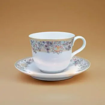 12-Piece Gold Trim Tea/Coffee Cup & Saucer Set- Premium Porcelain