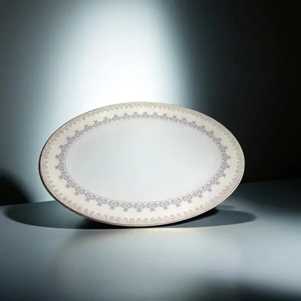 Azure Glazed Snack Set – Platinum-Lined Porcelain Platter & Plate Gift Set (Design 21694)