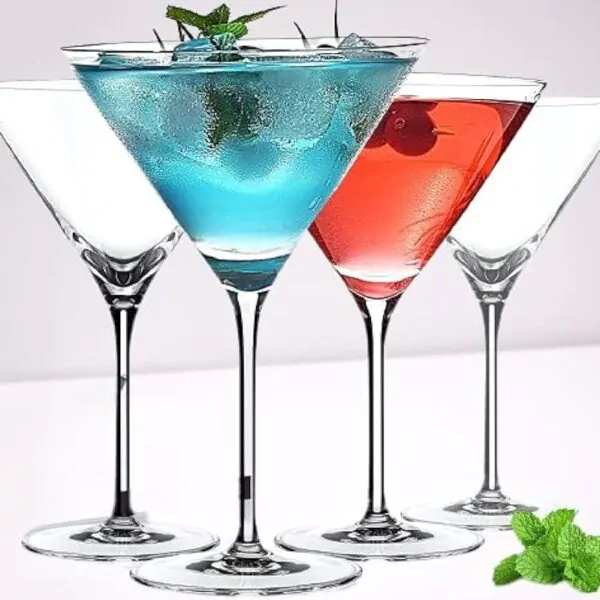 Martini Soiree Glass Set – 4 Martini Glasses & 4 Shot Glasses | 175ml | Premium Crystal