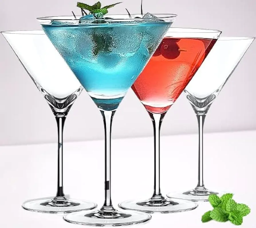 Martini Soiree Glass Set – 4 Martini Glasses & 4 Shot Glasses | 175ml | Premium Crystal