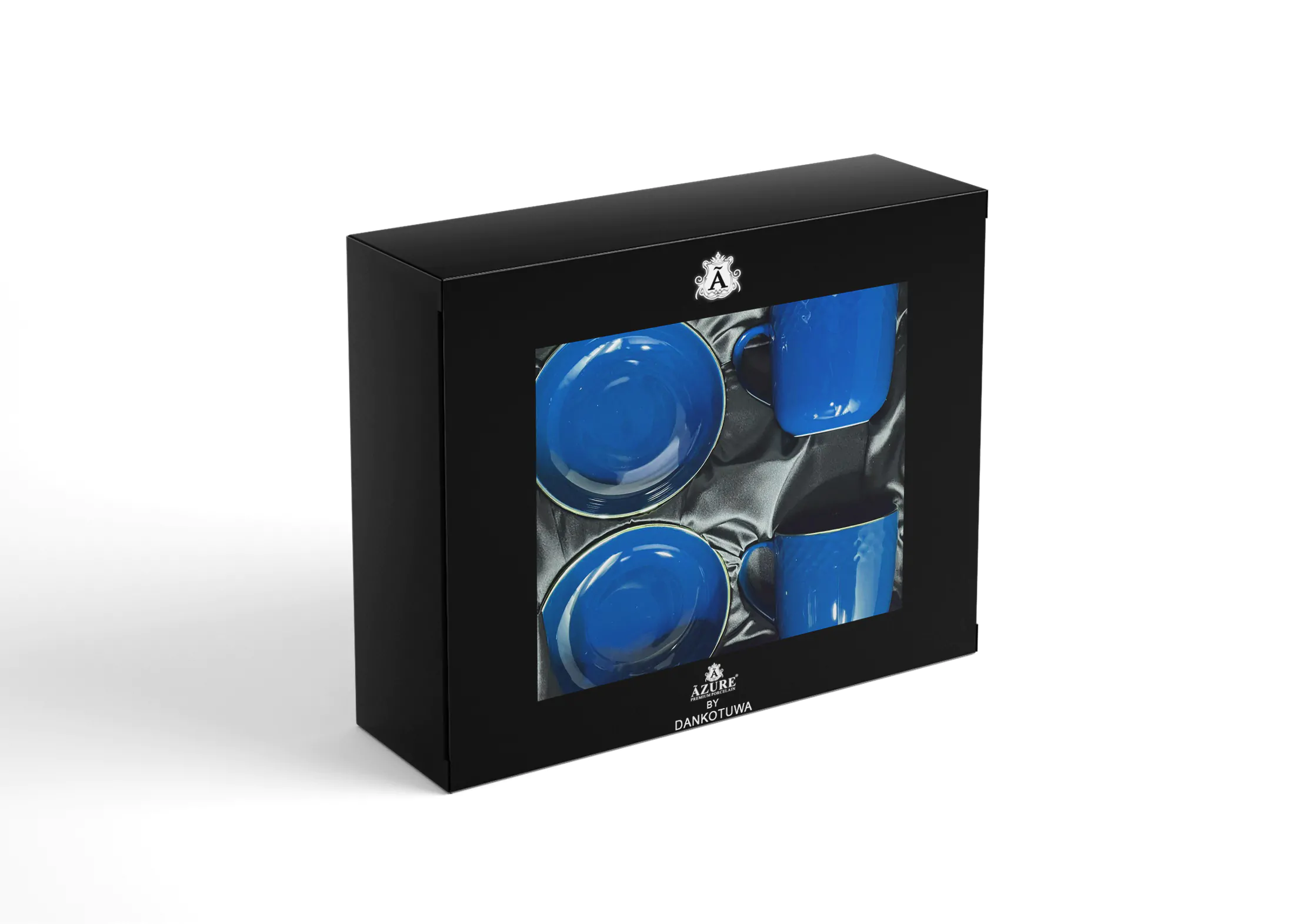 Dankotuwa Glazed 4-Piece Water Drop Dark Blue Snack Gift Set with Gold Lining Dankotuwa Glazed 4-Piece Water Drop Dark Blue Snack Gift Set with Gold Lining