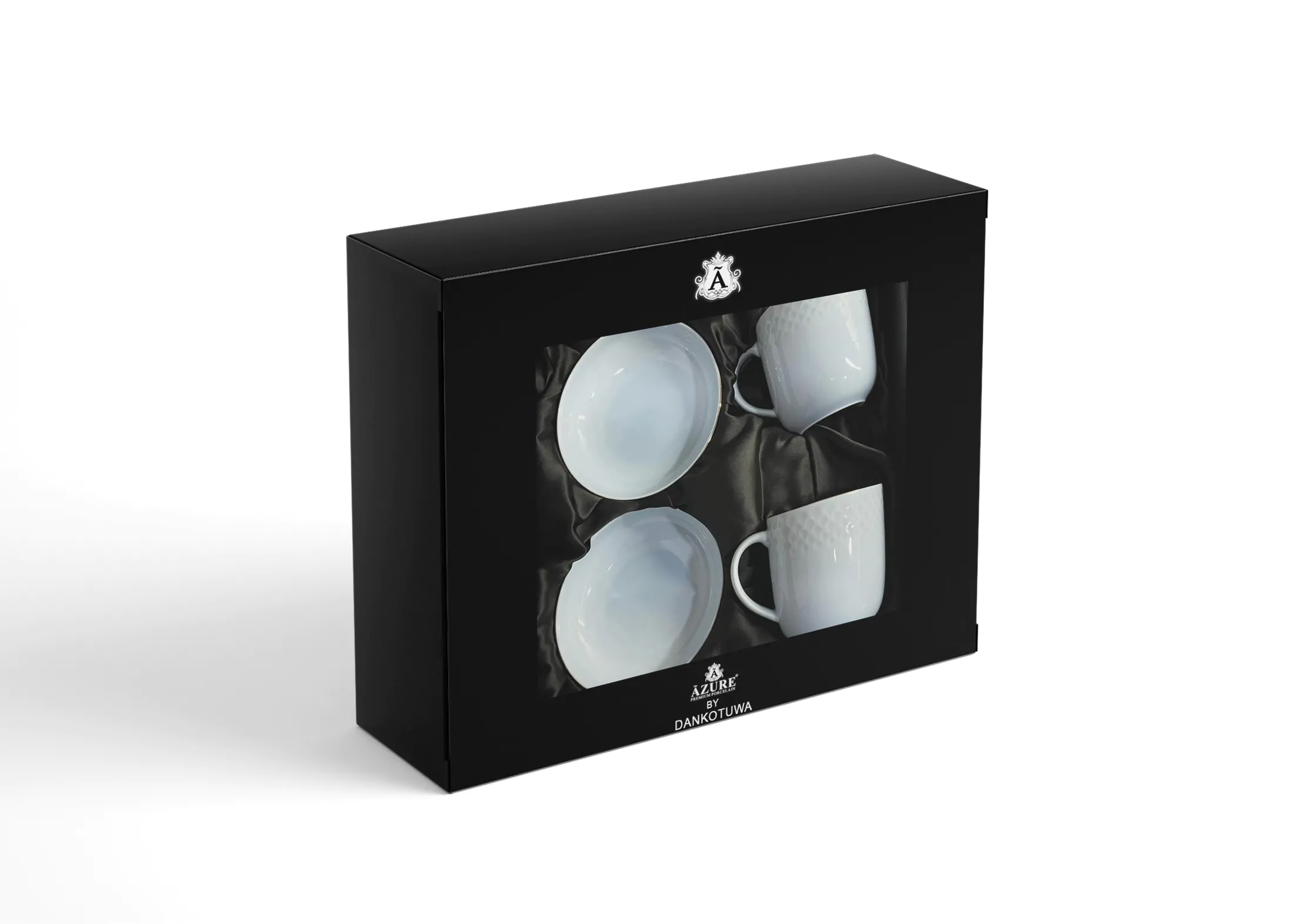 Dankotuwa Glazed 4-Piece Water Drop Blue Snack Gift Set with Gold Lining