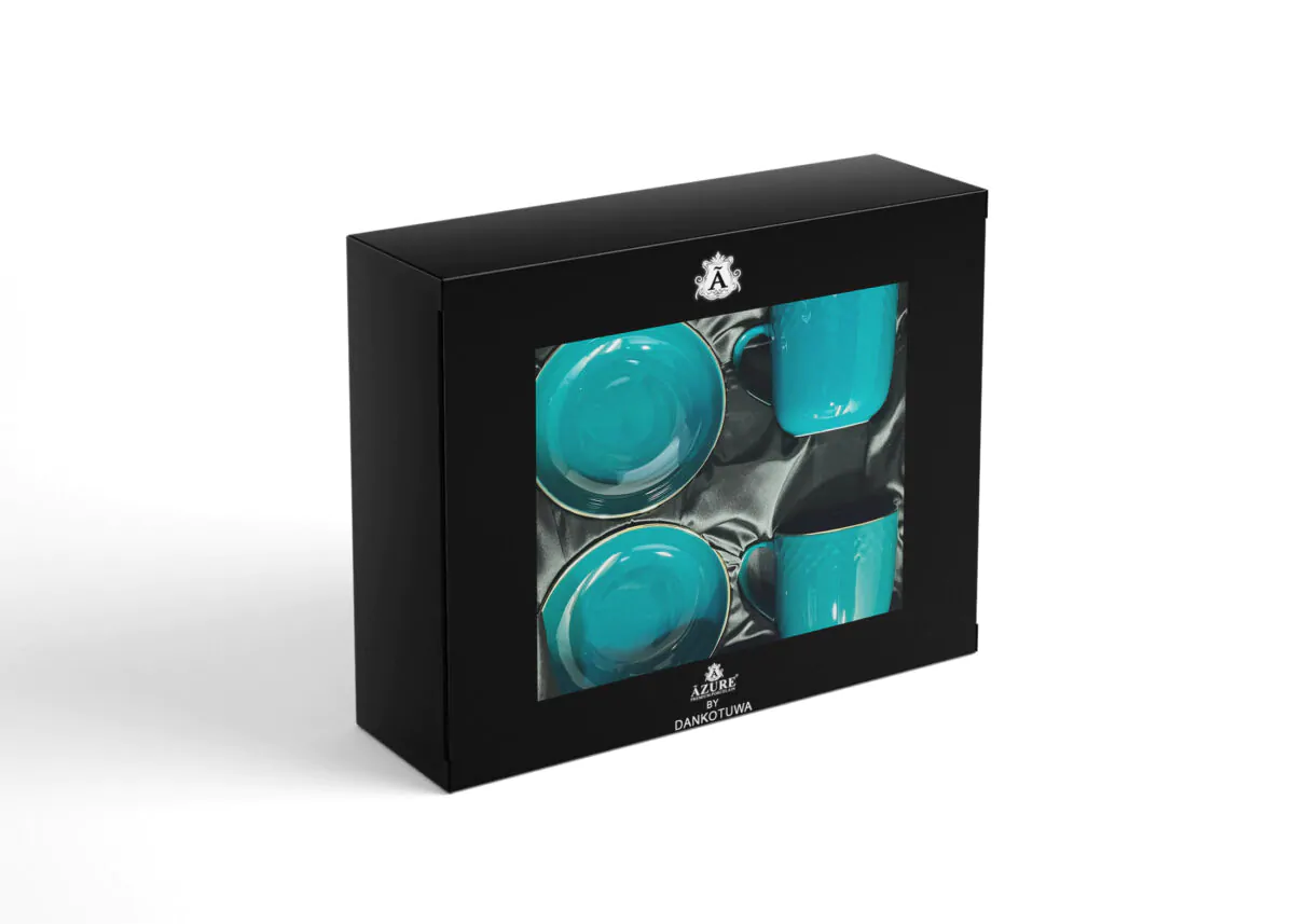 Dankotuwa Glazed 4-Piece Water Drop Dark Green Snack Gift Set with Gold Lining