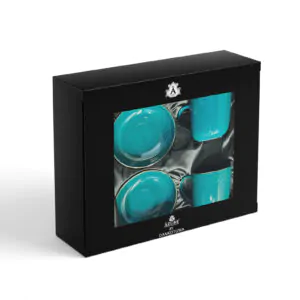 Dankotuwa Glazed 4-Piece Water Drop Dark Green Snack Gift Set with Gold Lining