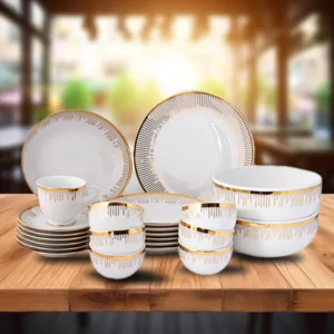 Dankotuwa Kane 21-Piece Premium Porcelain Dinner Set - Gold Lining