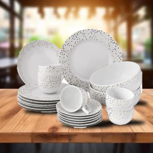 Dankotuwa Trangle Gold 21-Piece Porcelain Dinner Set - Gold Lining
