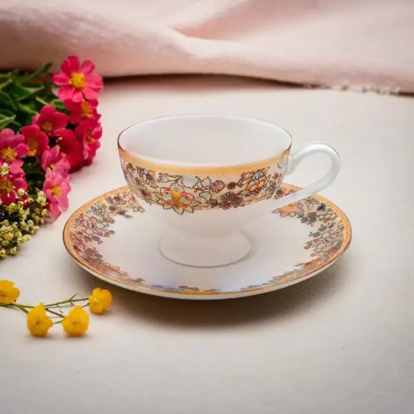 Azure 12-Piece Porcelain Cup & Saucer Set – Gold Lining