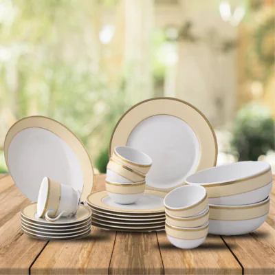 Dankotuwa Pandora Hot 21-Piece Porcelain Dinner Set - Gold Lining