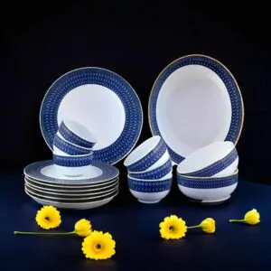 Dankotuwa Ocean Flore 21-Piece Porcelain Dinner Set - Gold Lining