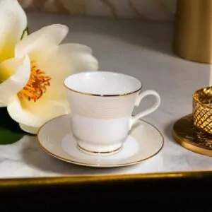 Dankotuwa Valentino 12-Piece Porcelain Cup & Saucer Set - Gold Edition