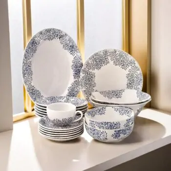 Dankotuwa Blue Leaf 15-Piece Porcelain Dinner Set