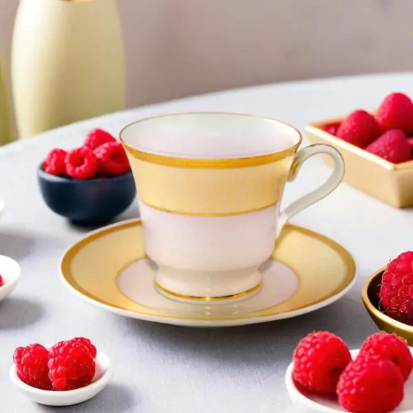 Dankotuwa Pandora Hot 12-Piece Porcelain Cup & Saucer Set - Gold Lining