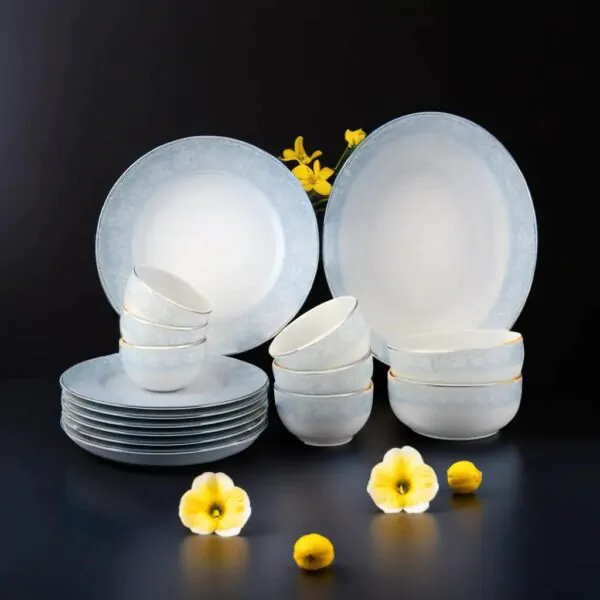 Dankotuwa Pizzi Marlette 21-Piece Porcelain Dinner Set - Platinum Lining
