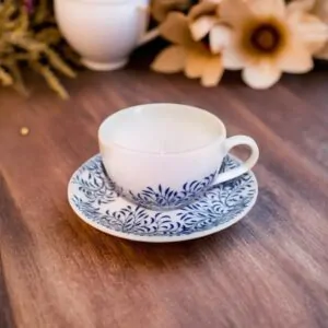 Dankotuwa 12-Piece Porcelain Cup & Saucer Set - Blue Leaf Collection