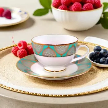 Dankotuwa Neon Tepal 12-Piece Porcelain Cup & Saucer Set - Gold Lining