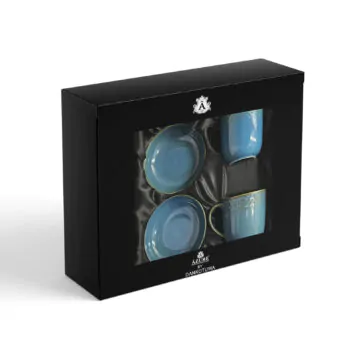 Dankotuwa Glazed 4-Piece Water Drop Reactive Blue Snack Gift Set