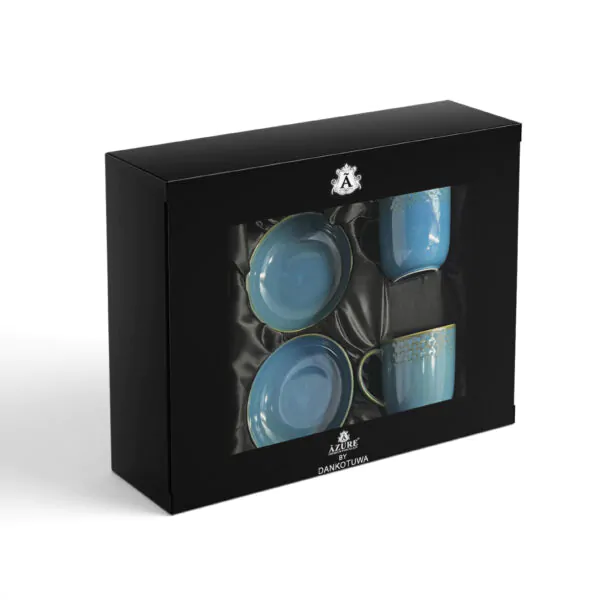 Dankotuwa Glazed 4-Piece Water Drop Reactive Blue Snack Gift Set