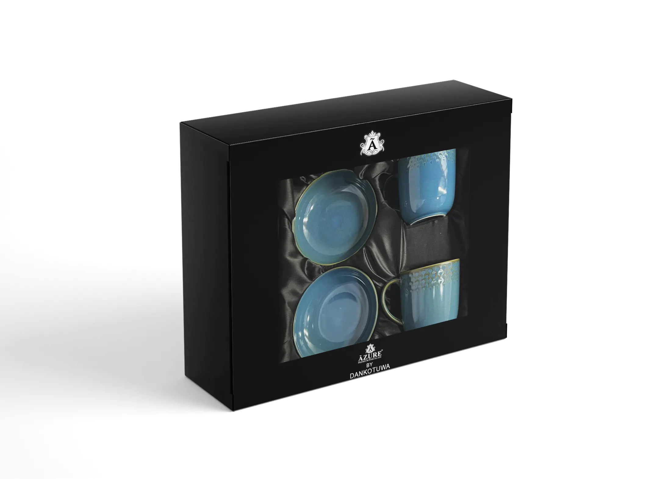 Dankotuwa Glazed 4-Piece Water Drop Reactive Blue Snack Gift Set