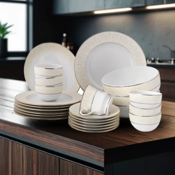 Dankotuwa Balad 21-Piece Porcelain Dinner Set - Gold Lining