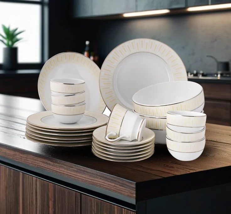 Dankotuwa Balad 21-Piece Porcelain Dinner Set - Gold Lining