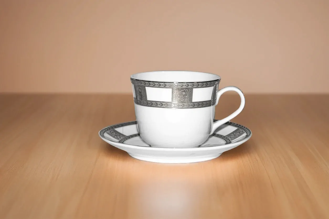 Azure 12-Piece Cup & Saucer Set – Platinum Lining