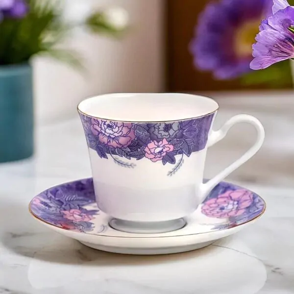Dankotuwa Glazed 12-Piece Gold Cup & Saucer Set – Premium Porcelain (Design 21903)