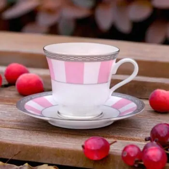 Dankotuwa Rose Matiz Baby Pink 12-Piece Cup & Saucer Set – Platinum Lining