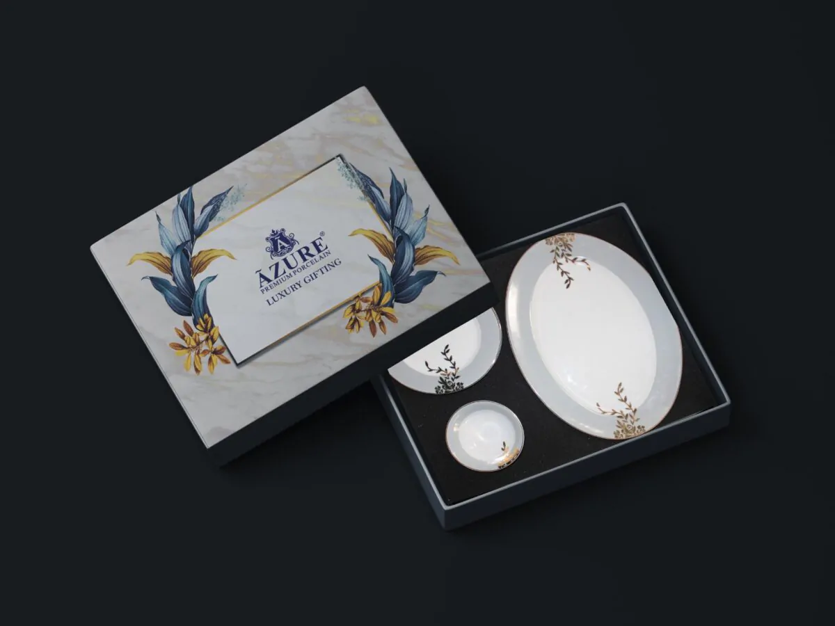 PLATTER & PLATE GIFT SET – 5-Piece Premium Porcelain Collection